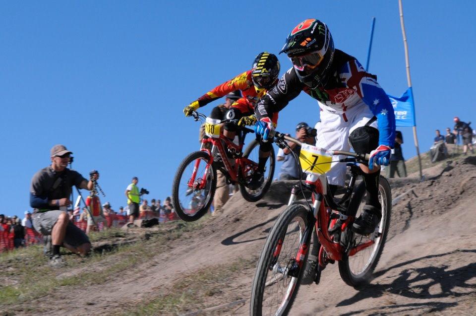 dean henthorn on the dual slalom course at the sea otter classic