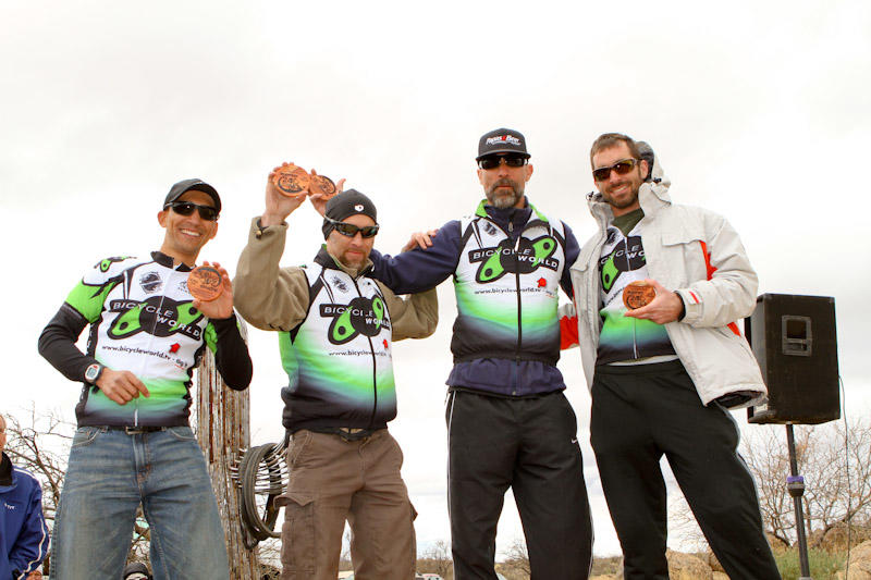 Bicycle World TV Team on the Podium at Old Pueblo