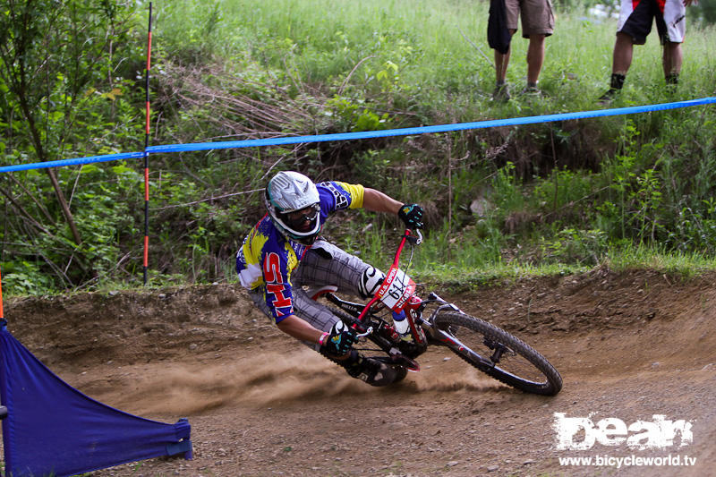 Chris Heath giving it round one of the slalom turns at the US OPEN