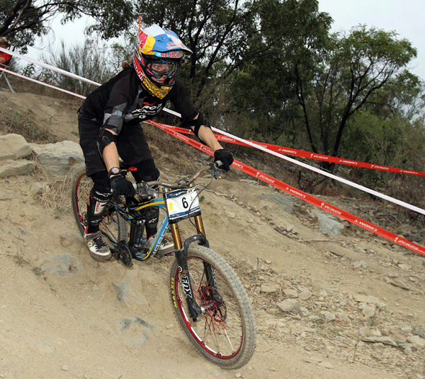 Jill Kitner racing at the Australian Downhill Nationals