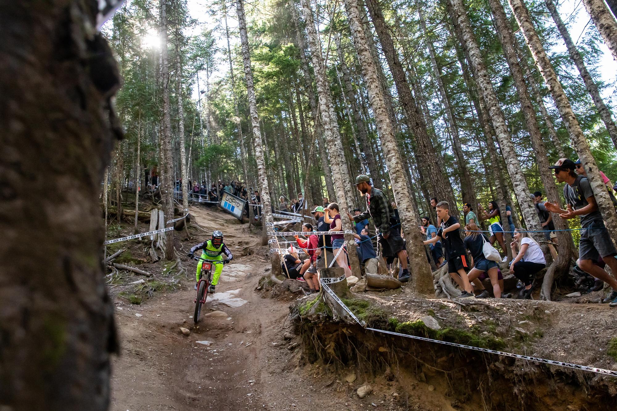 Mitch Ropelato on the Canadian Open DH course during Crankworx Whistler